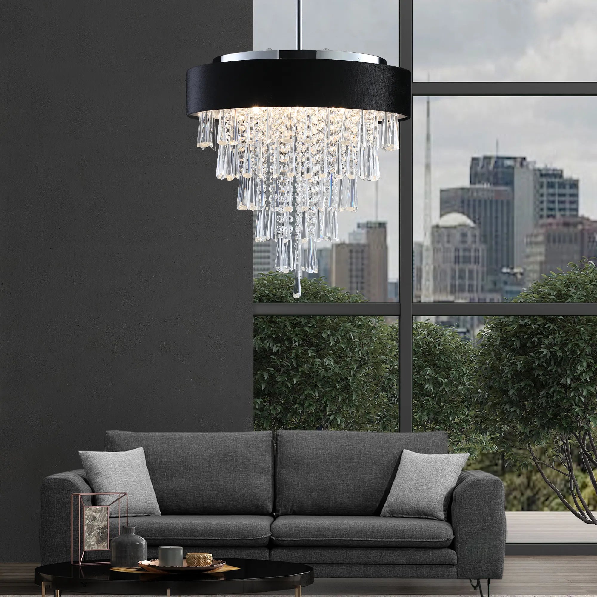18" Luxury Crystal Round Modern Chandelier