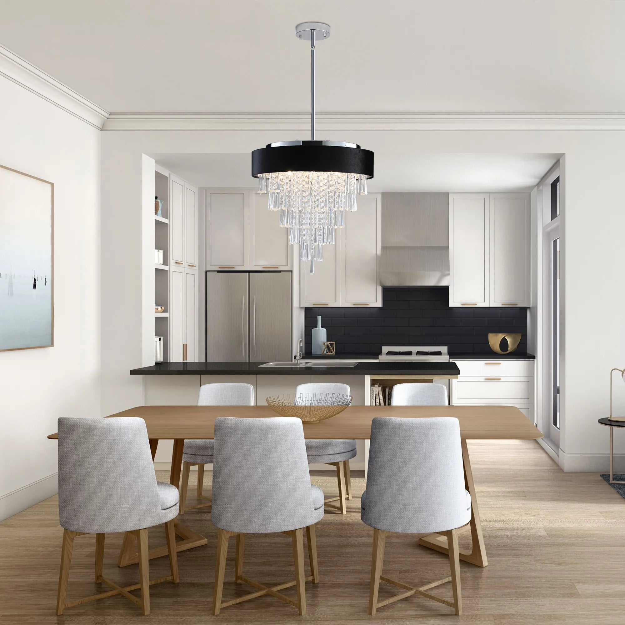 18" Luxury Crystal Round Modern Chandelier