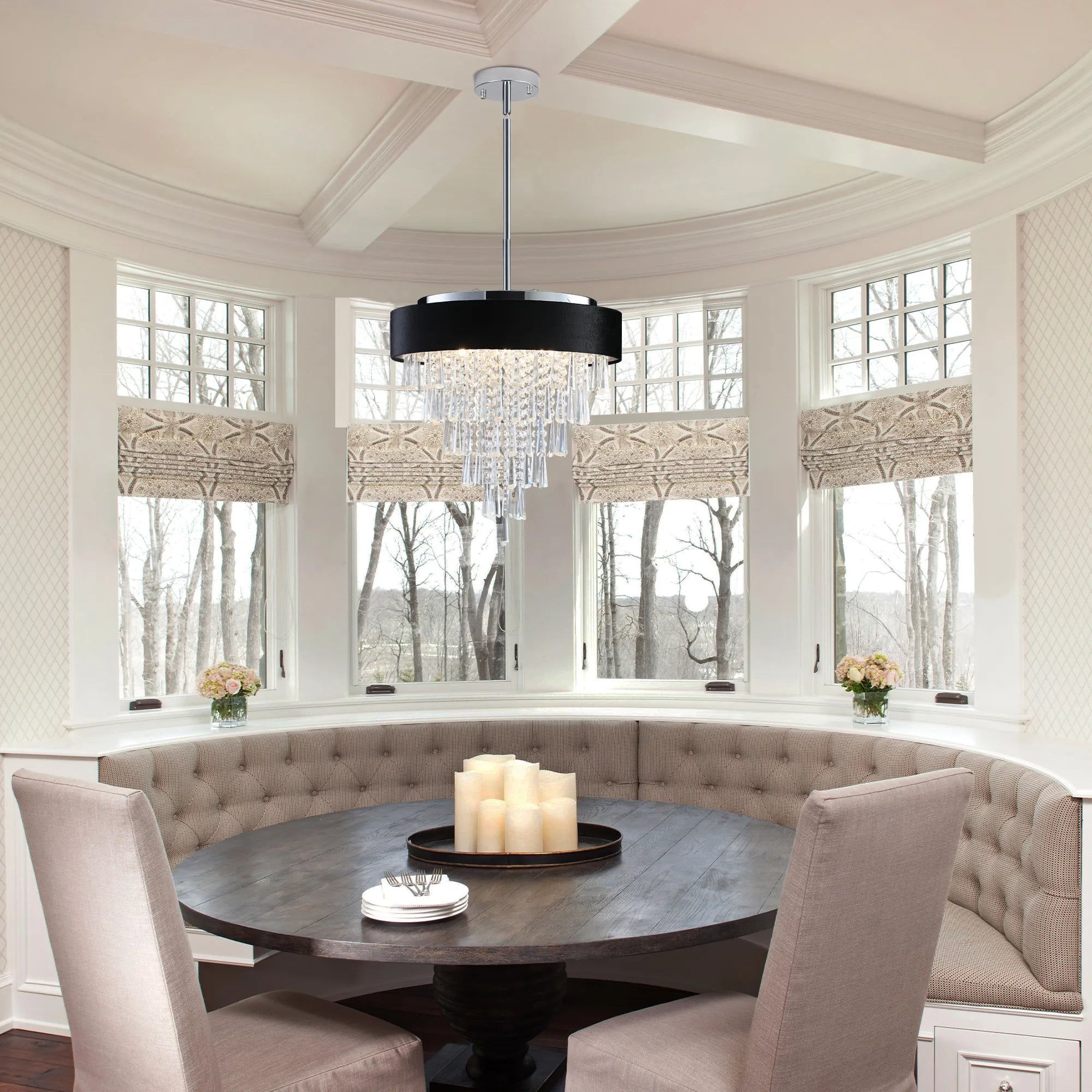 18" Luxury Crystal Round Modern Chandelier