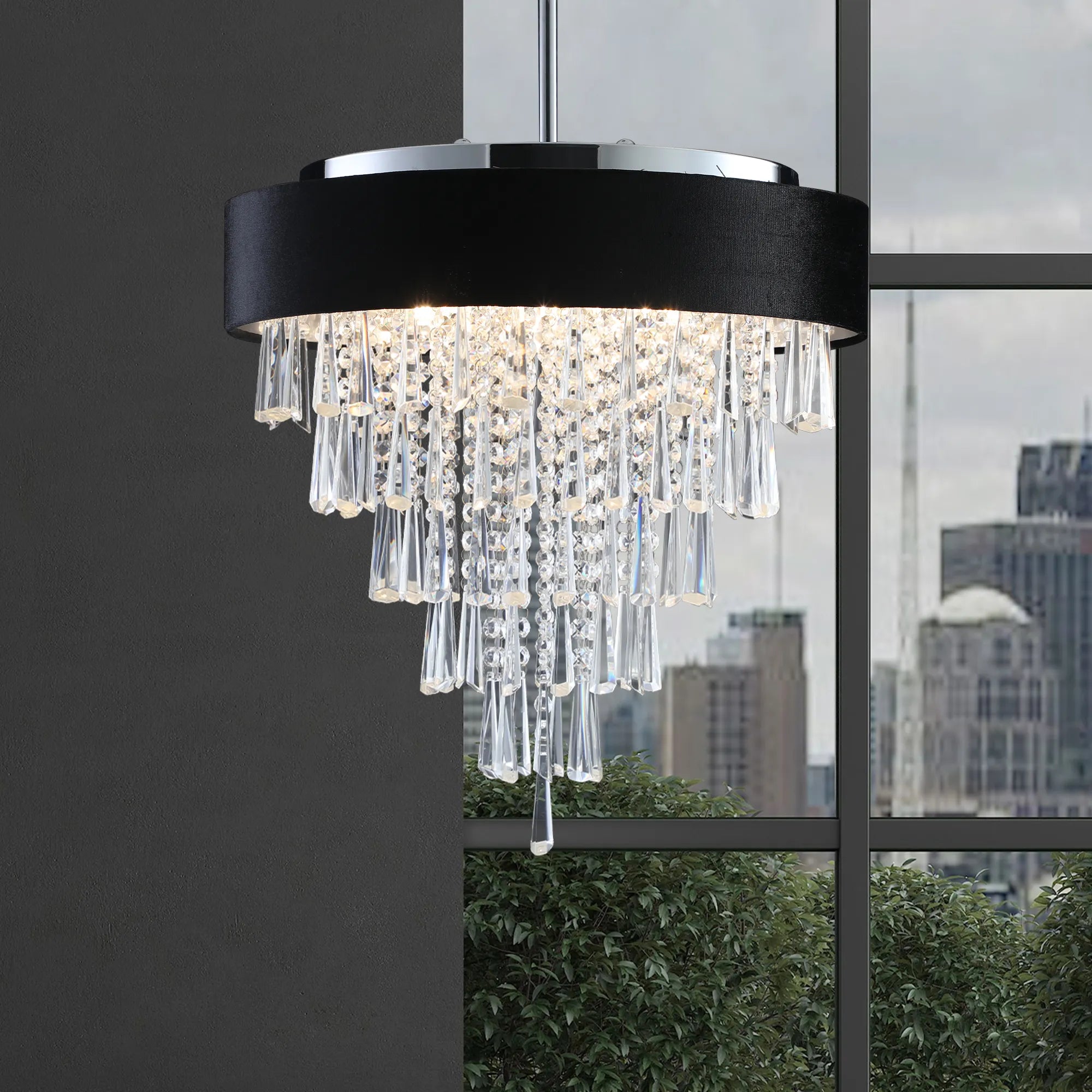 18" Luxury Crystal Round Modern Chandelier