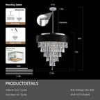 18" Luxury Crystal Round Modern Chandelier