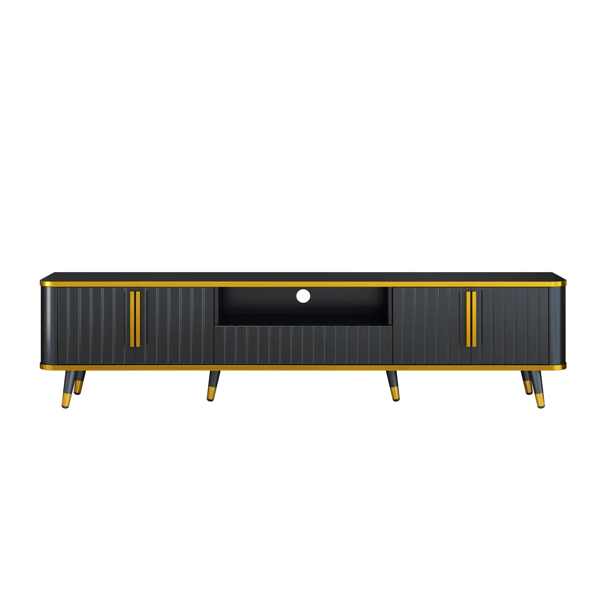 Luxury Minimalism Modern TV Stand Media Console with Open Storage Shelf