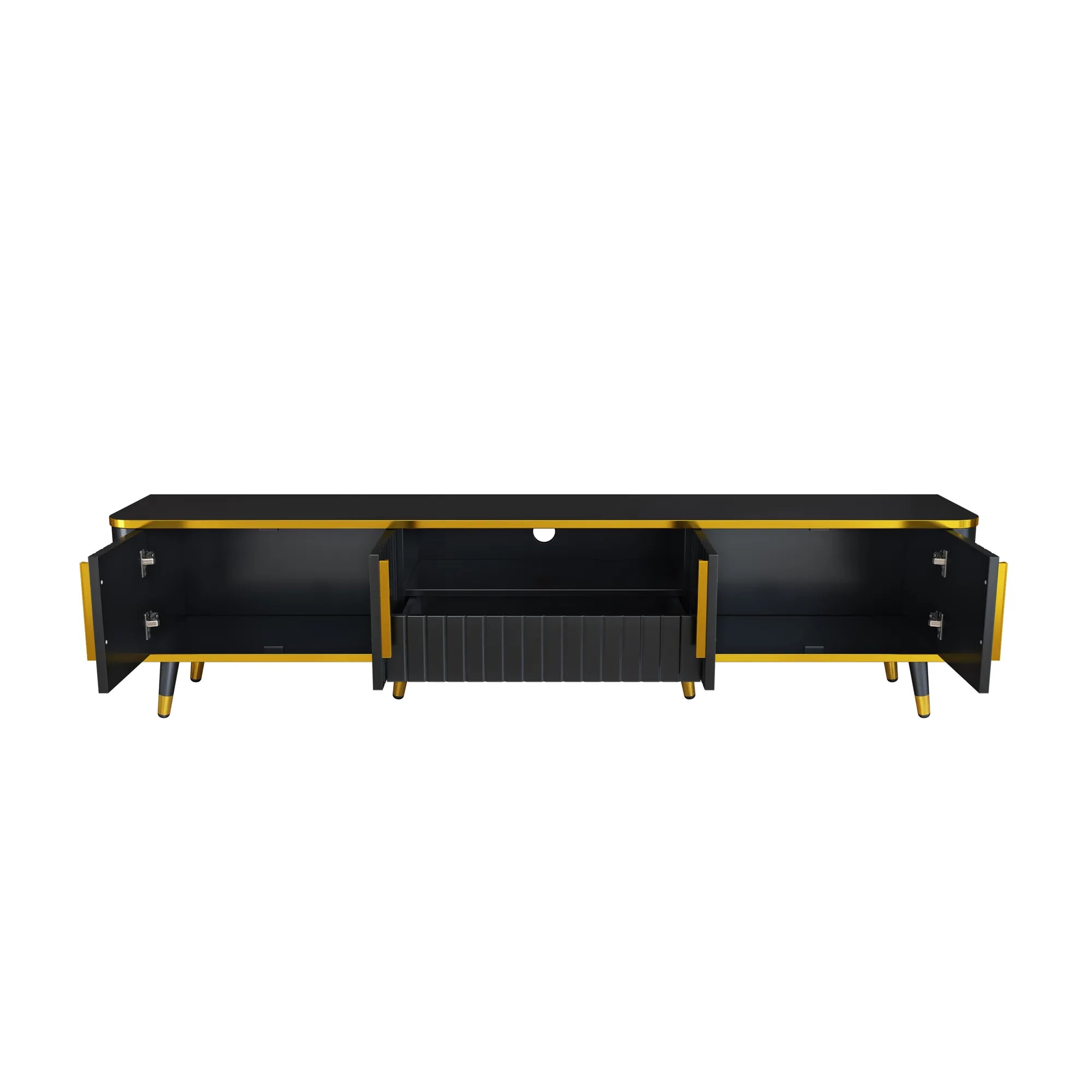 Luxury Minimalism Modern TV Stand Media Console with Open Storage Shelf