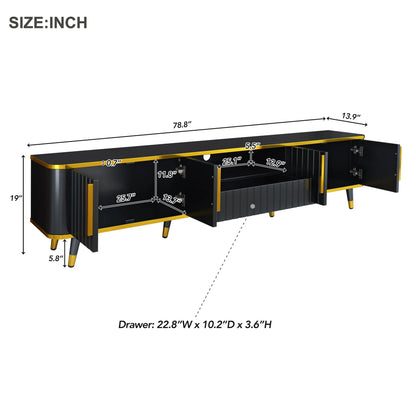 Luxury Minimalism Modern TV Stand Media Console with Open Storage Shelf