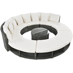 Luxury Circular Rattan Wicker Outdoor Patio Sectional Sofa Set with Coffee Table