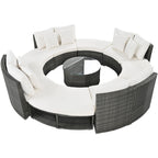 Luxury Circular Rattan Wicker Outdoor Patio Sectional Sofa Set with Coffee Table