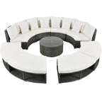 Luxury Circular Rattan Wicker Outdoor Patio Sectional Sofa Set with Coffee Table