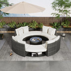 Luxury Circular Rattan Wicker Outdoor Patio Sectional Sofa Set with Coffee Table