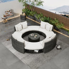 Luxury Circular Rattan Wicker Outdoor Patio Sectional Sofa Set with Coffee Table