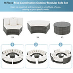 Luxury Circular Rattan Wicker Outdoor Patio Sectional Sofa Set with Coffee Table