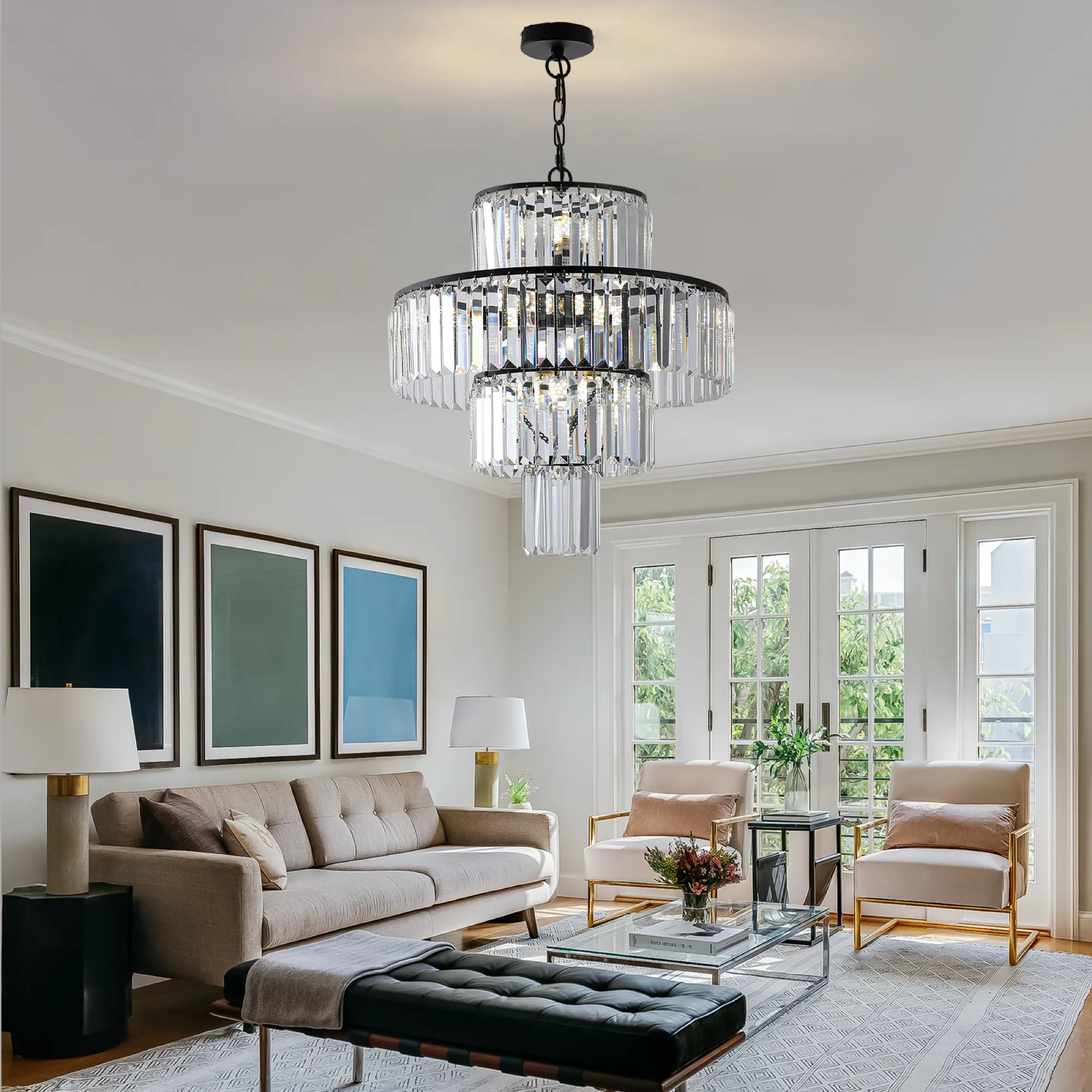 20" Luxury Crystal Modern Chandelier Light