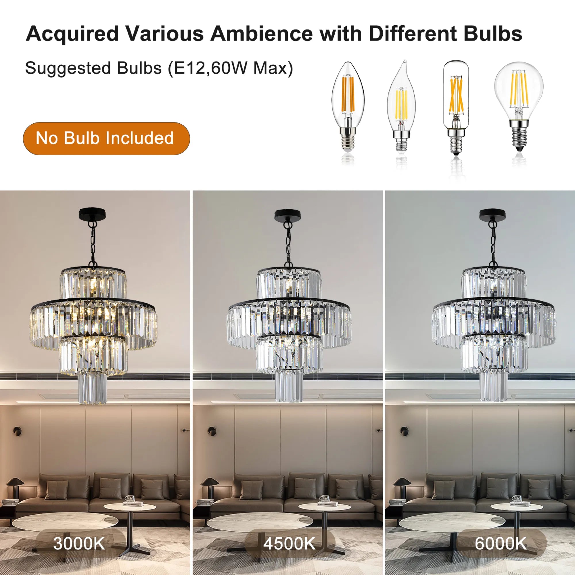 20" Luxury Crystal Modern Chandelier Light