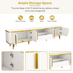Luxury Minimalism Modern TV Stand Media Console with Open Storage Shelf