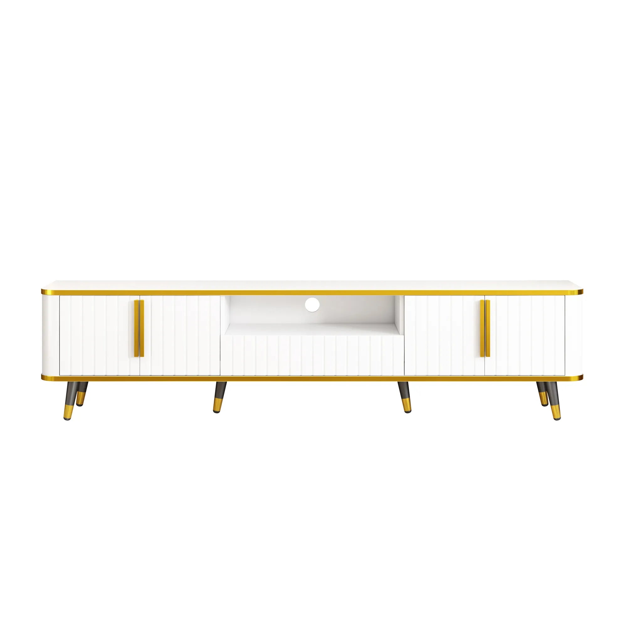 Luxury Minimalism Modern TV Stand Media Console with Open Storage Shelf