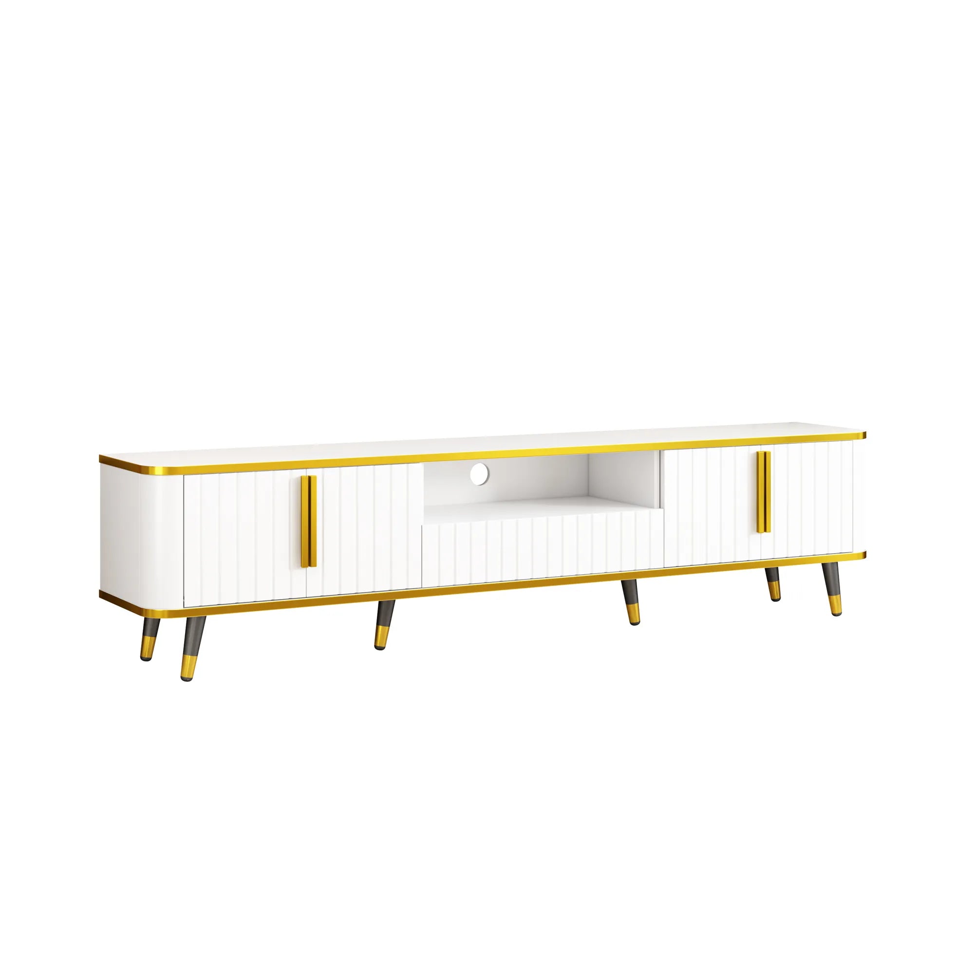 Luxury Minimalism Modern TV Stand Media Console with Open Storage Shelf