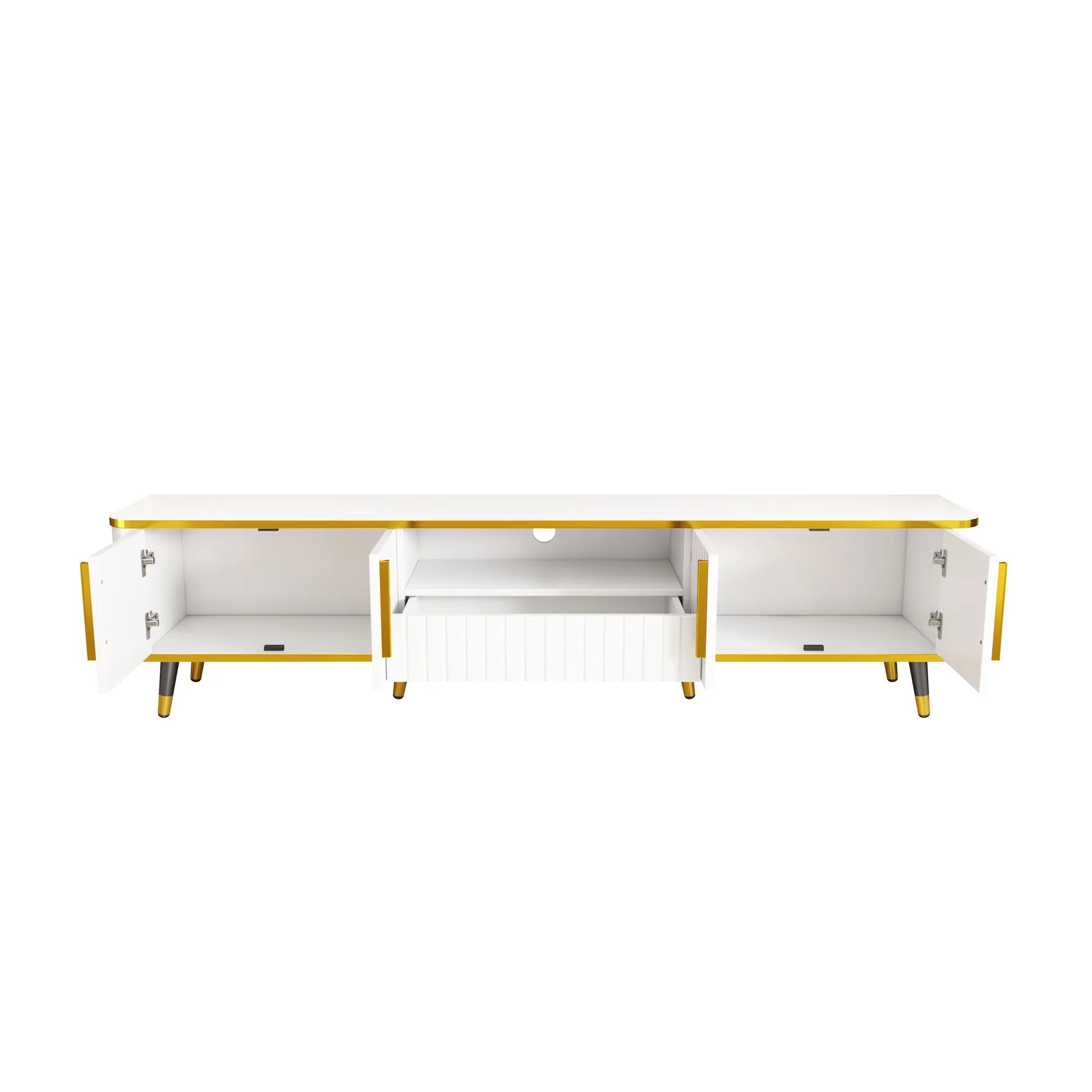 Luxury Minimalism Modern TV Stand Media Console with Open Storage Shelf