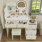 Makeup Vanity Set with Mirror & Stool