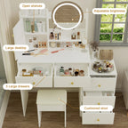Makeup Vanity Set with Mirror & Stool