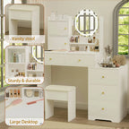 Makeup Vanity Set with Mirror & Stool