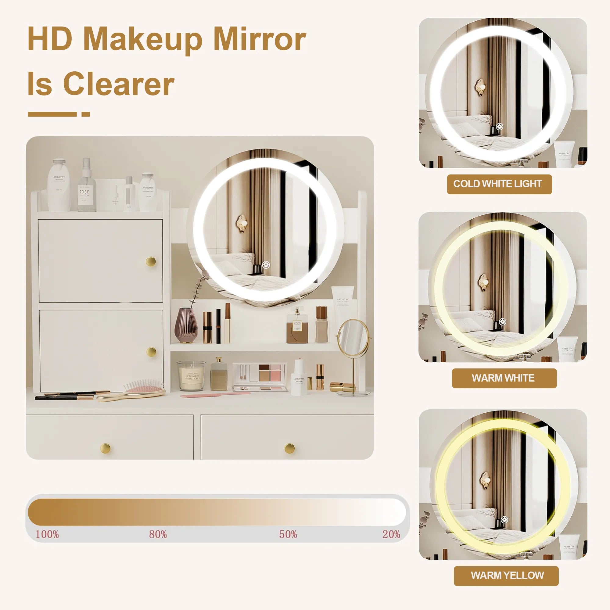 Makeup Vanity Set with Mirror & Stool