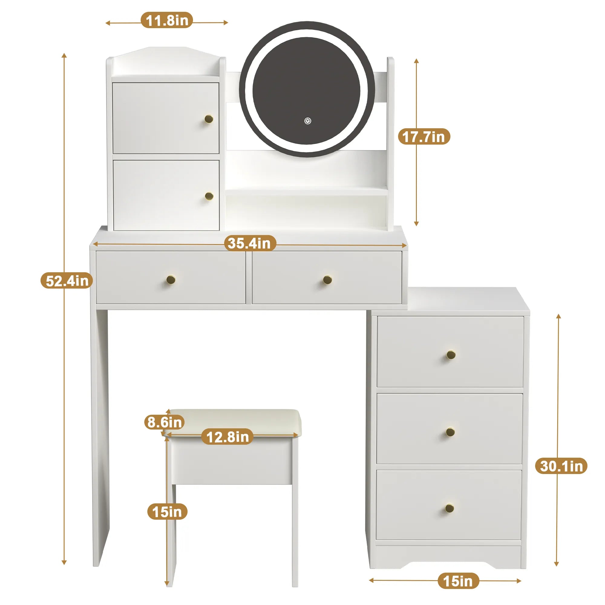 Makeup Vanity Set with Mirror & Stool
