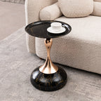 Marble Pattern Mermaid Tail Round Metal End Table