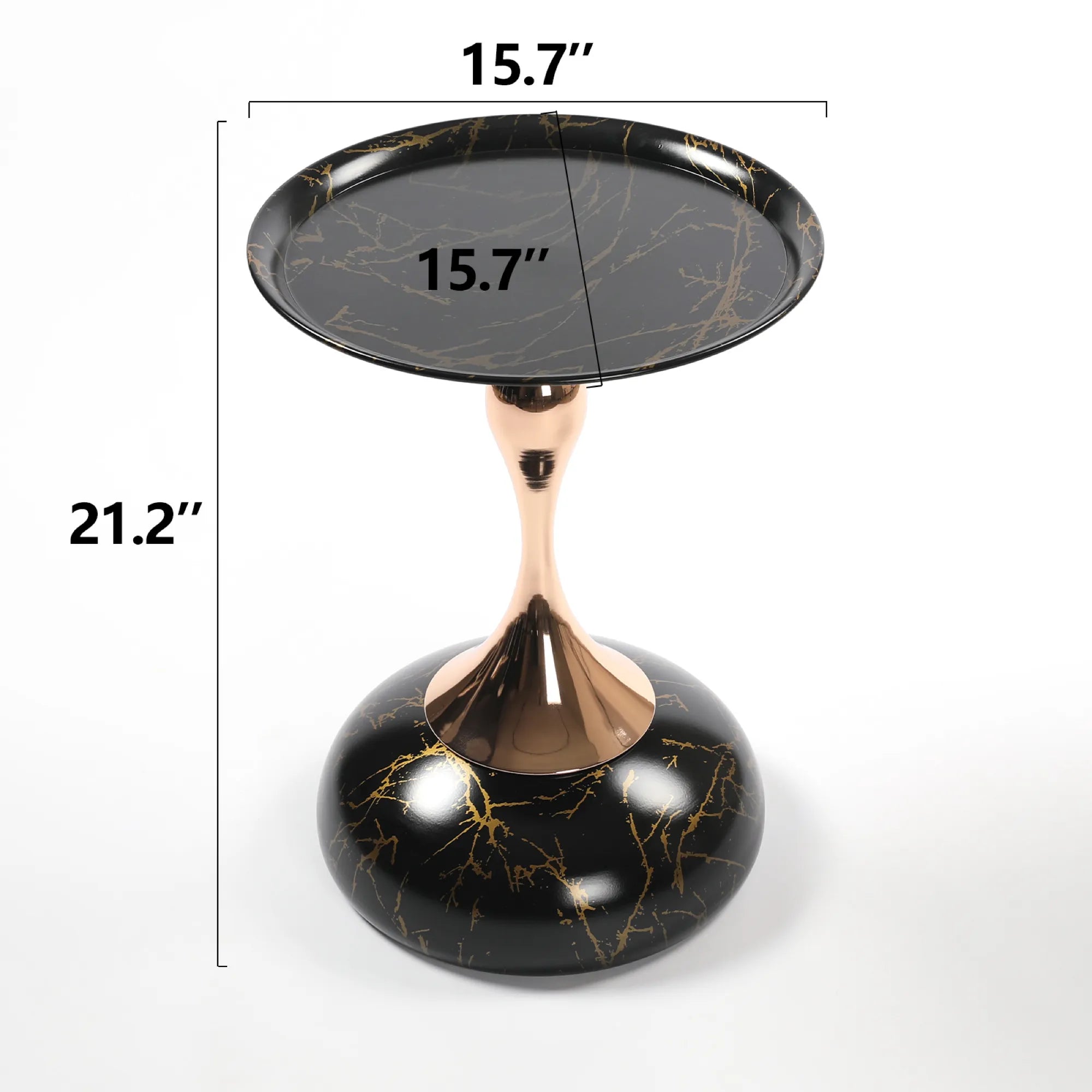 Marble Pattern Mermaid Tail Round Metal End Table