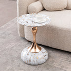 Marble Pattern Mermaid Tail Round Metal End Table
