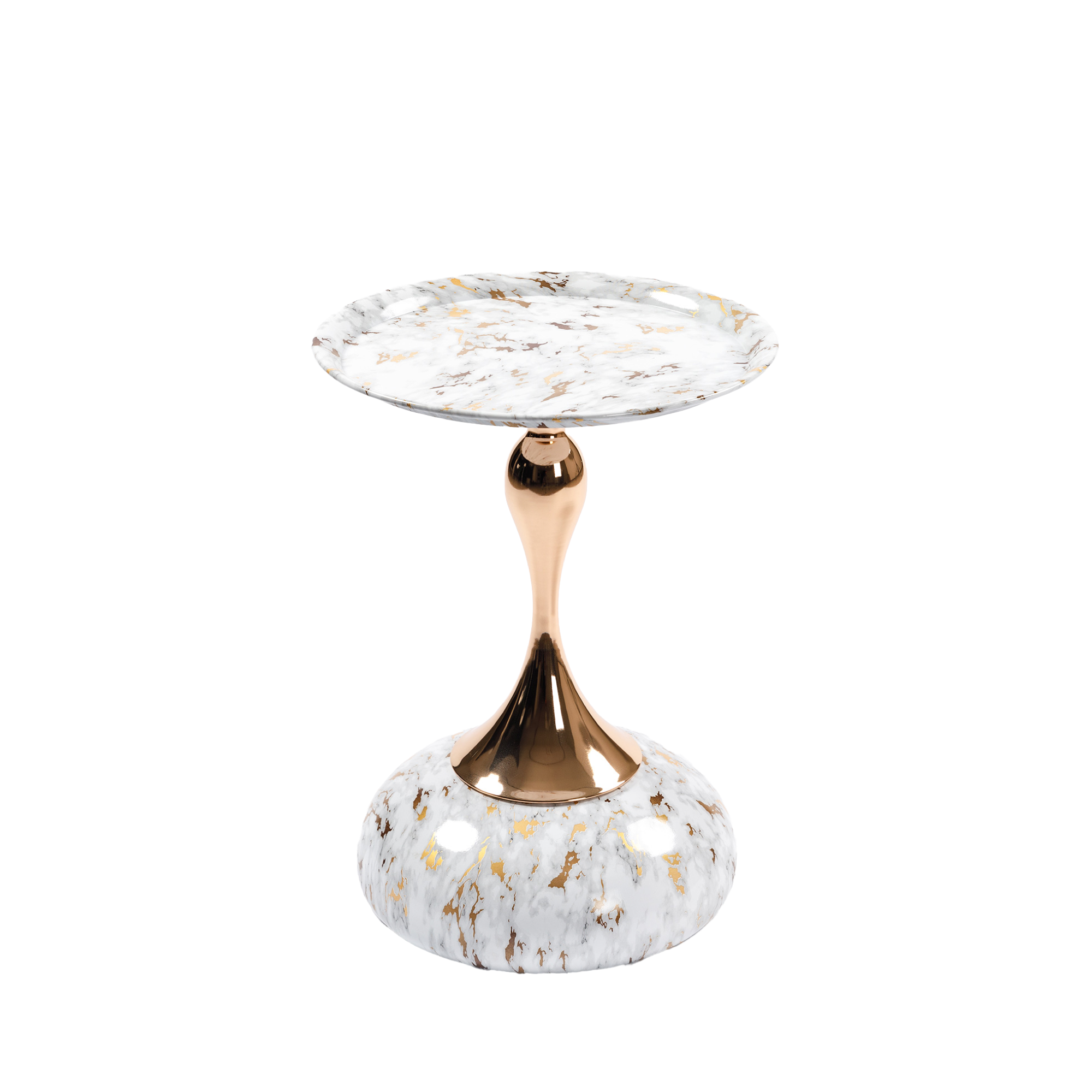 Marble Pattern Mermaid Tail Round Metal End Table