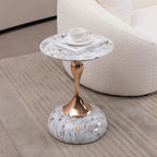 Marble Pattern Mermaid Tail Round Metal End Table