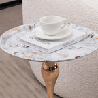 Marble Pattern Mermaid Tail Round Metal End Table
