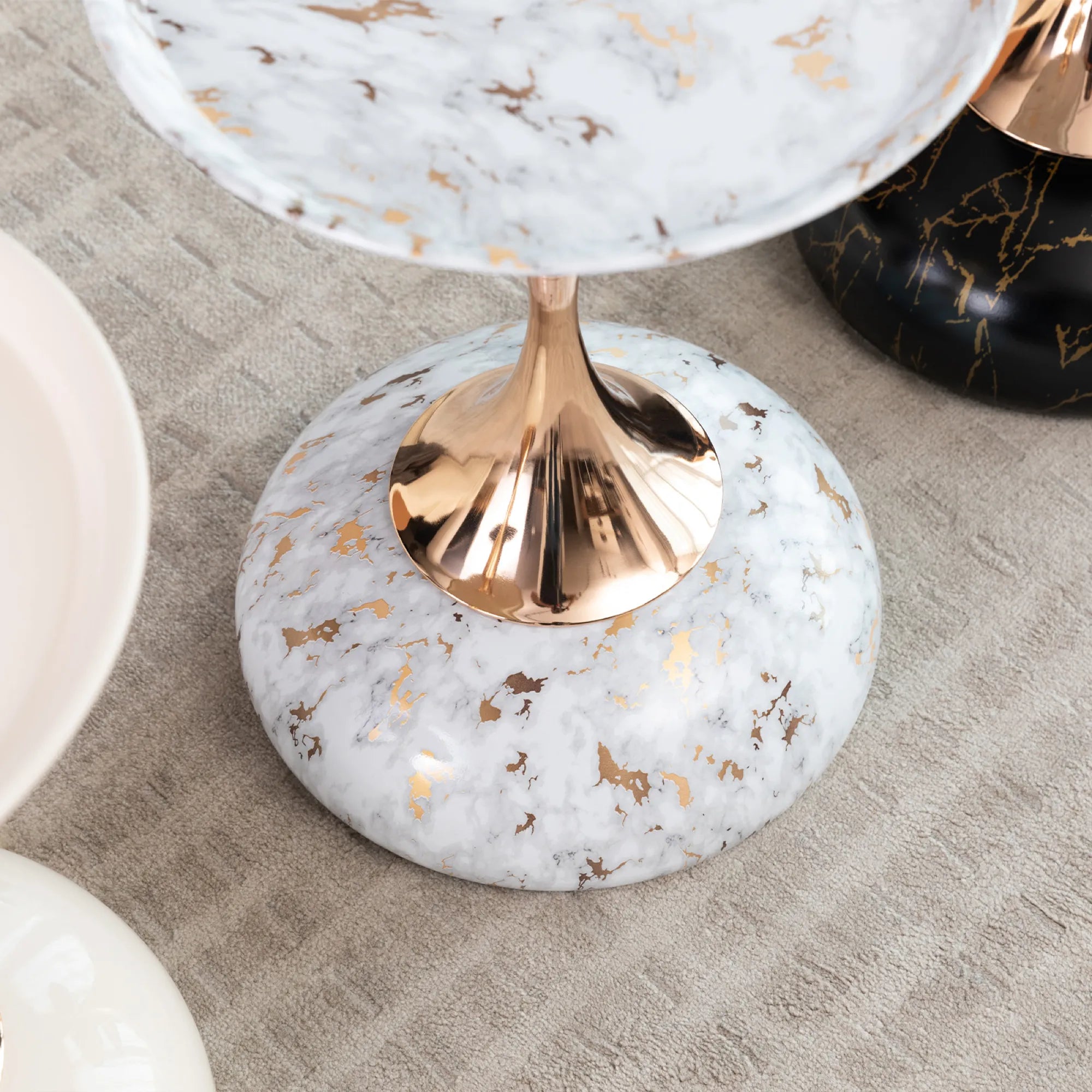 Marble Pattern Mermaid Tail Round Metal End Table