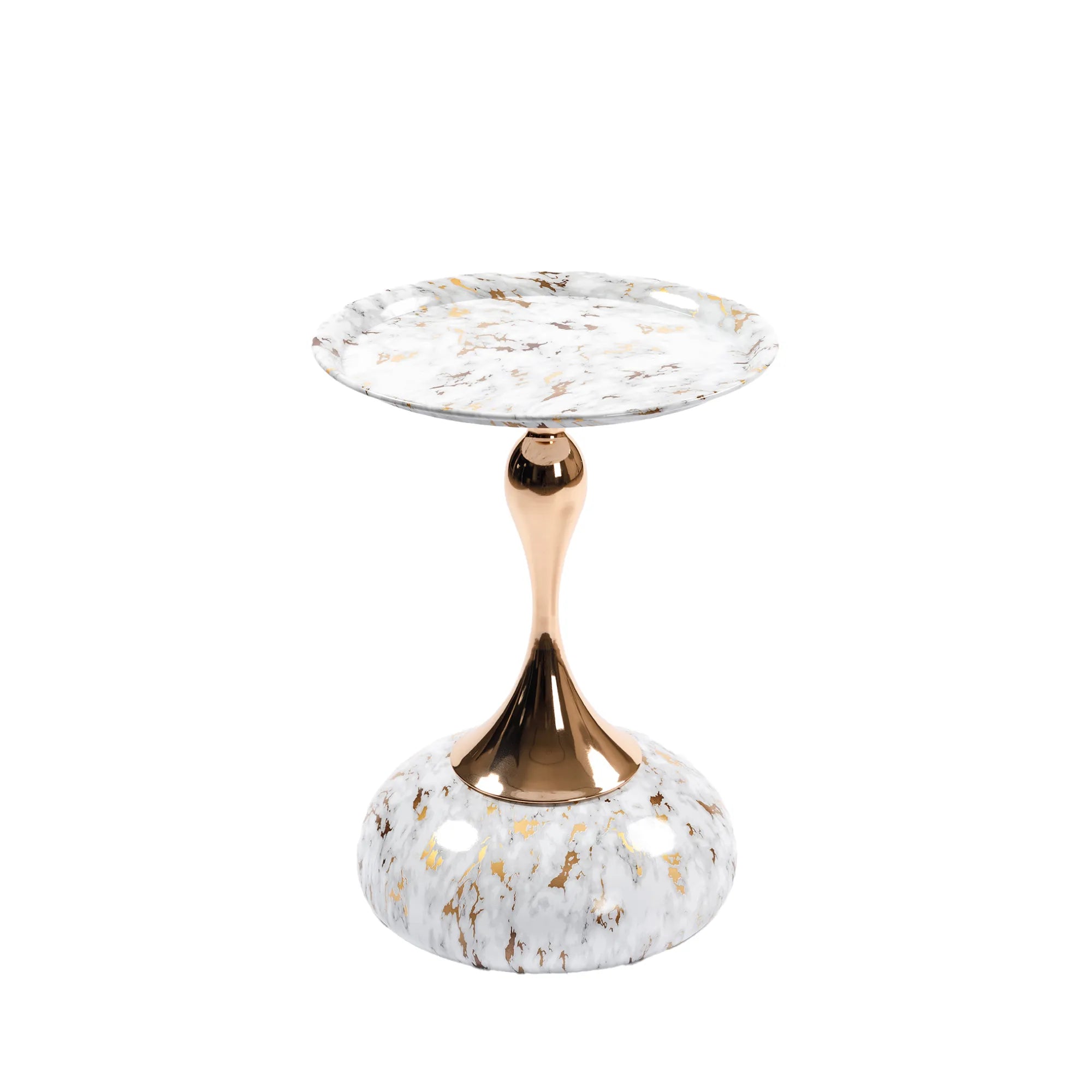 Marble Pattern Mermaid Tail Round Metal End Table