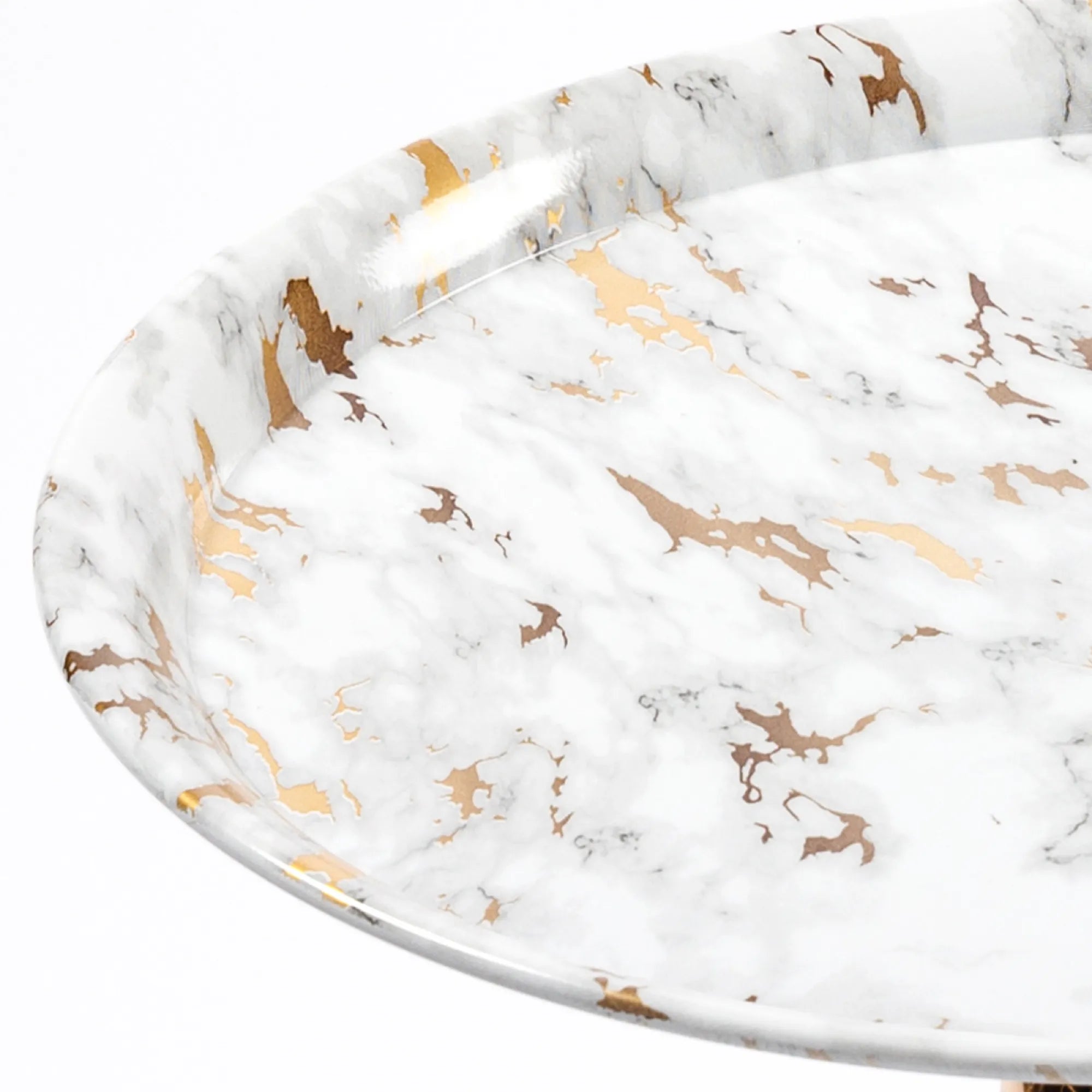 Marble Pattern Mermaid Tail Round Metal End Table