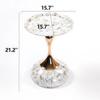 Marble Pattern Mermaid Tail Round Metal End Table