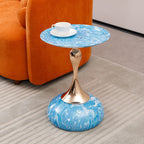 Mermaid Tail Round Metal End Table With Color Pattern