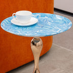 Mermaid Tail Round Metal End Table With Color Pattern