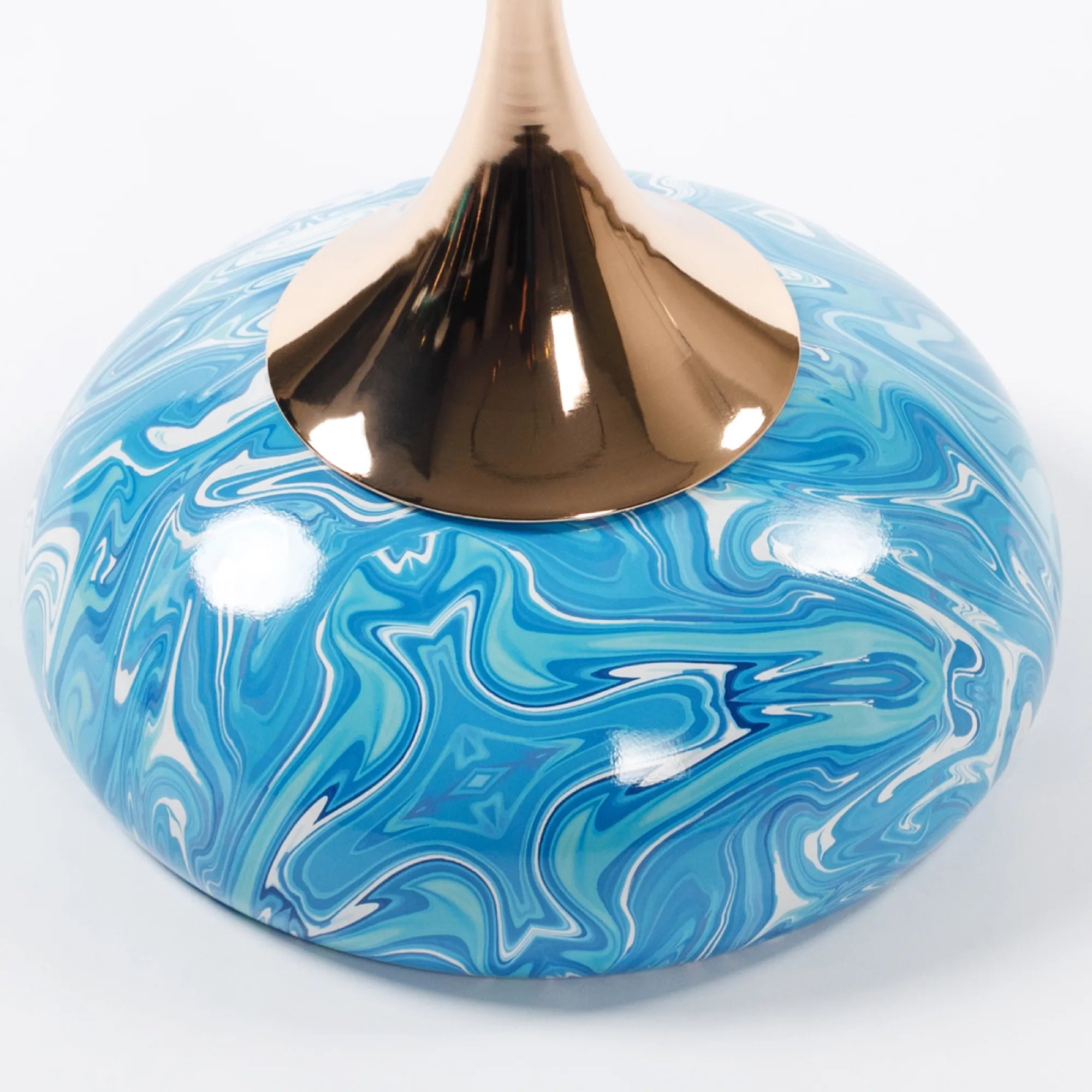 Mermaid Tail Round Metal End Table With Color Pattern