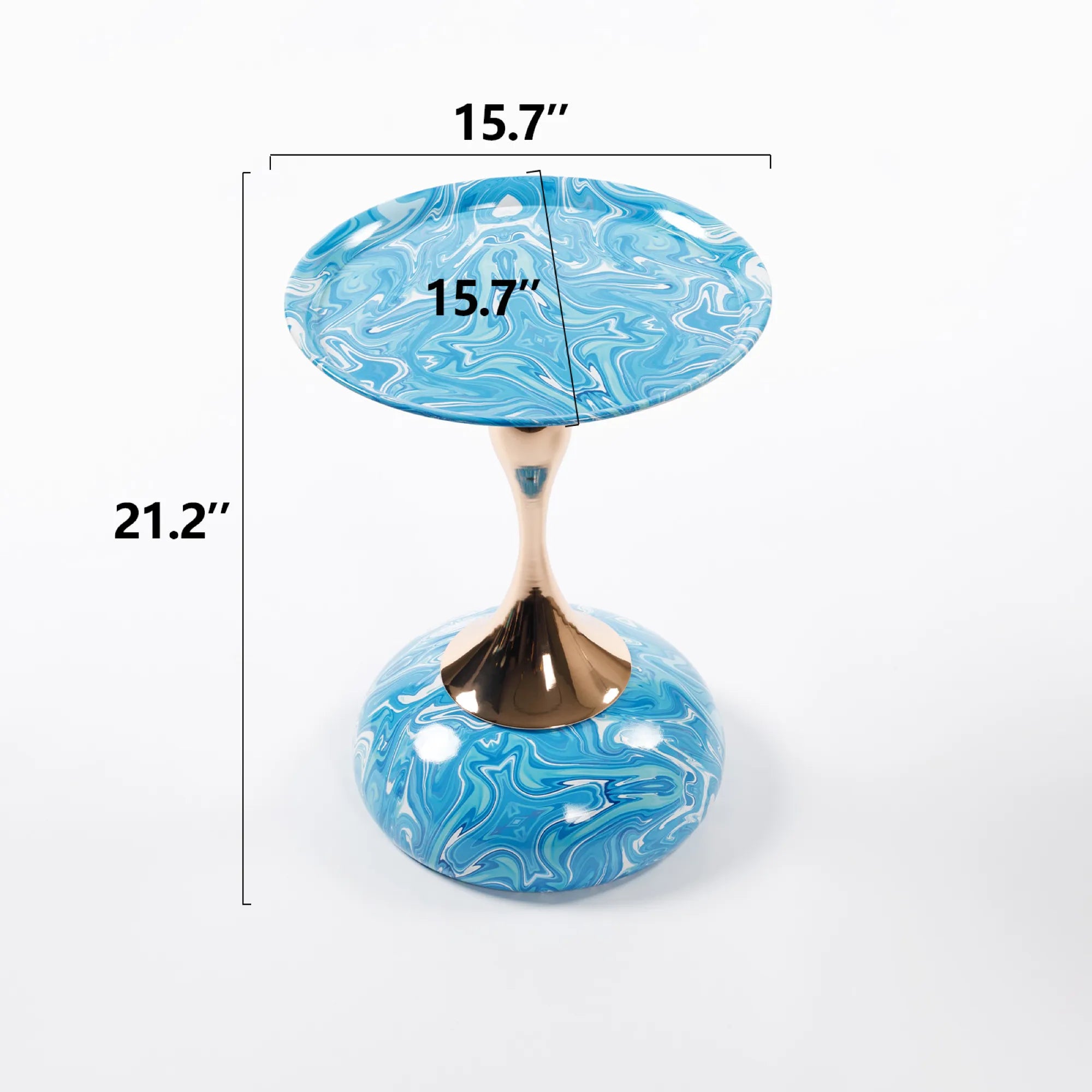 Mermaid Tail Round Metal End Table With Color Pattern