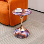 Mermaid Tail Round Metal End Table With Color Pattern