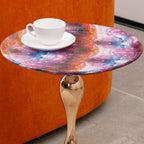 Mermaid Tail Round Metal End Table With Color Pattern