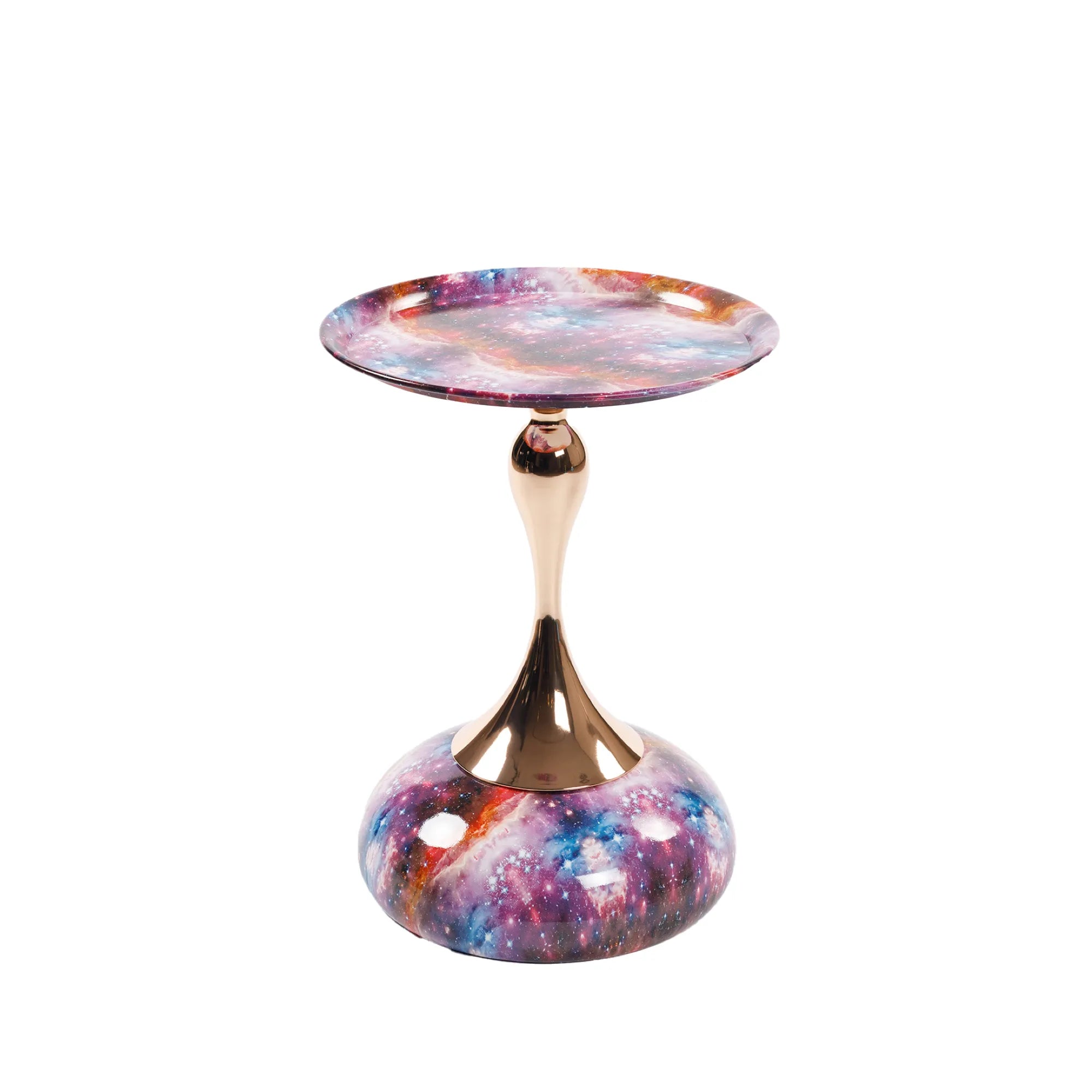 Mermaid Tail Round Metal End Table With Color Pattern