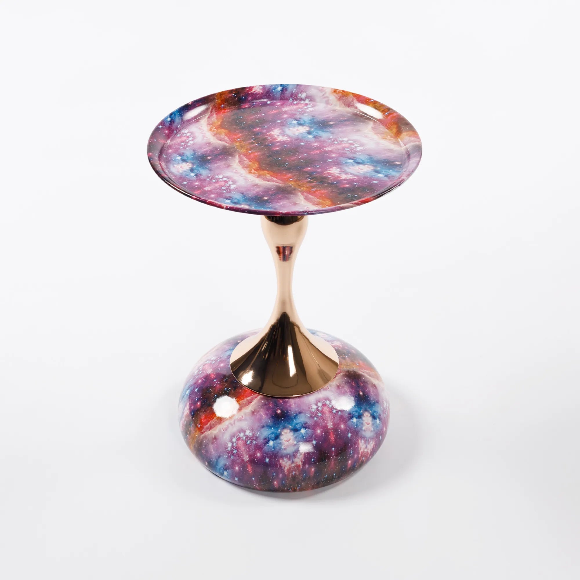 Mermaid Tail Round Metal End Table With Color Pattern