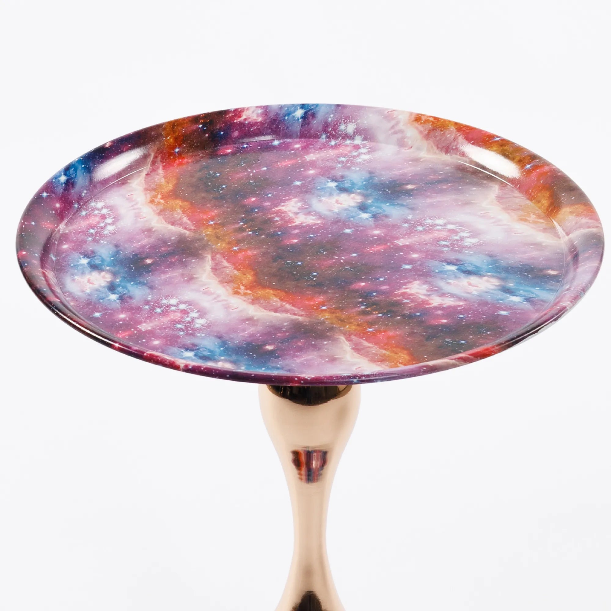 Mermaid Tail Round Metal End Table With Color Pattern