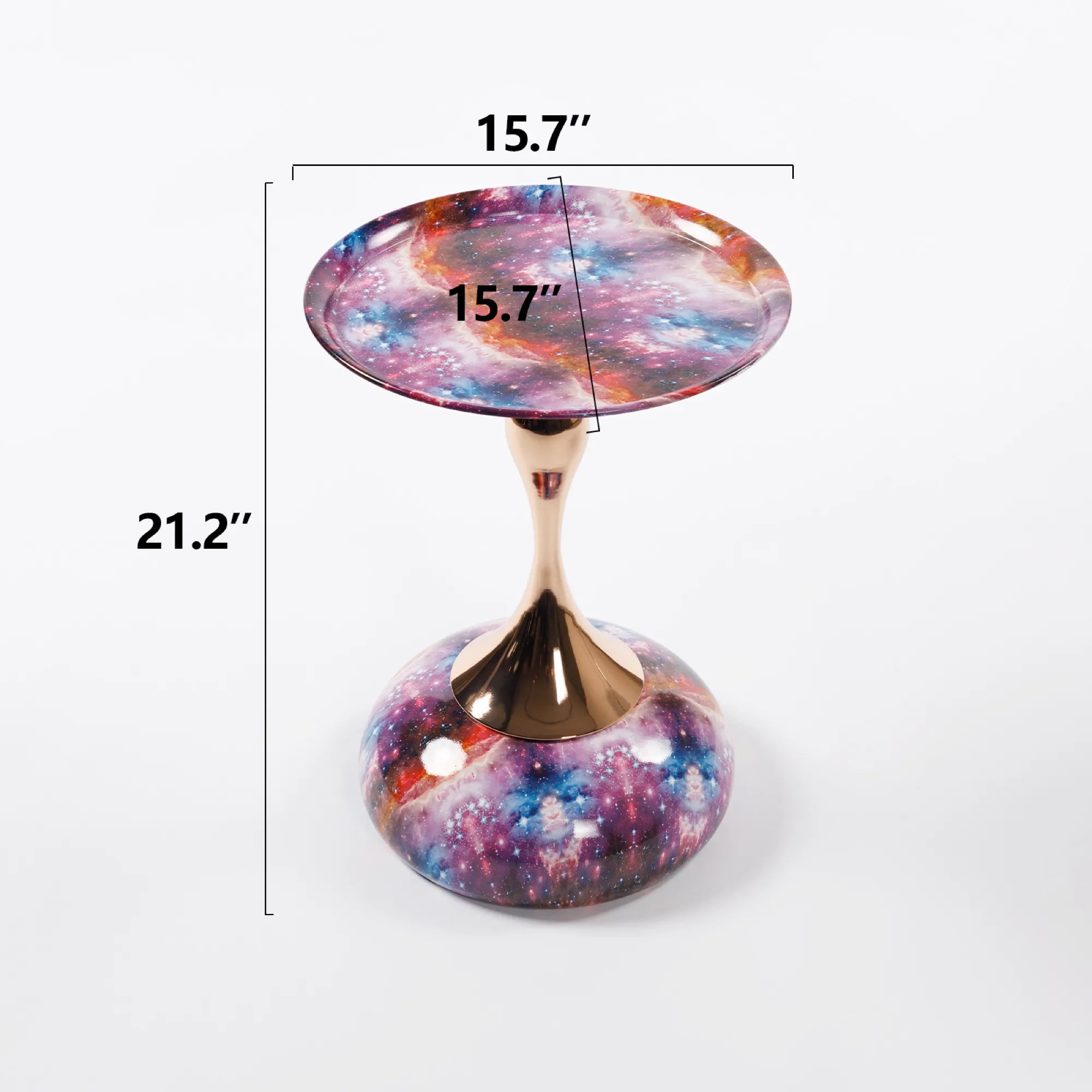 Mermaid Tail Round Metal End Table With Color Pattern