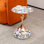 Mermaid Tail Round Metal End Table With Color Pattern