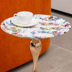 Mermaid Tail Round Metal End Table With Color Pattern