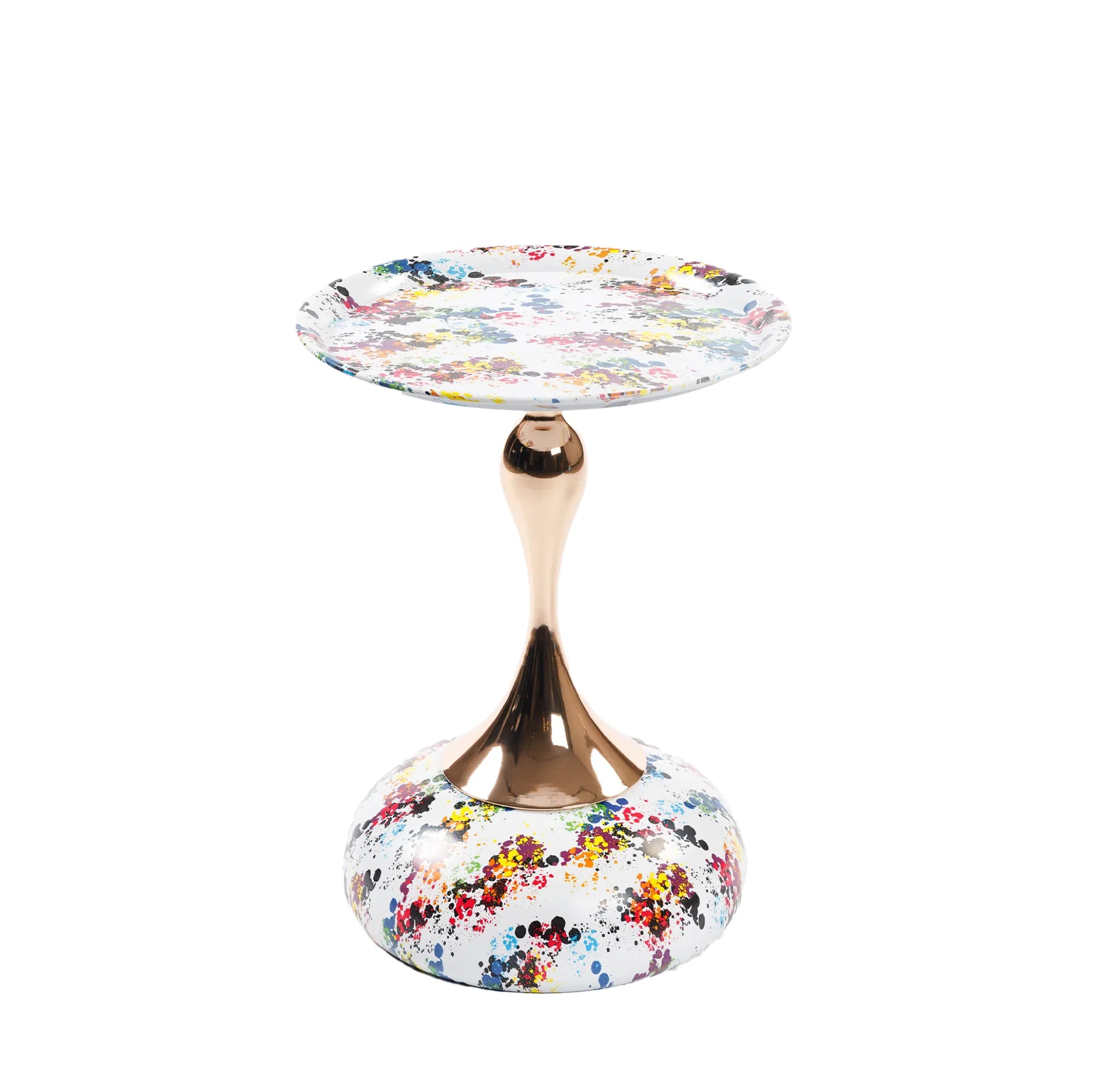 Mermaid Tail Round Metal End Table With Color Pattern