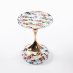 Mermaid Tail Round Metal End Table With Color Pattern