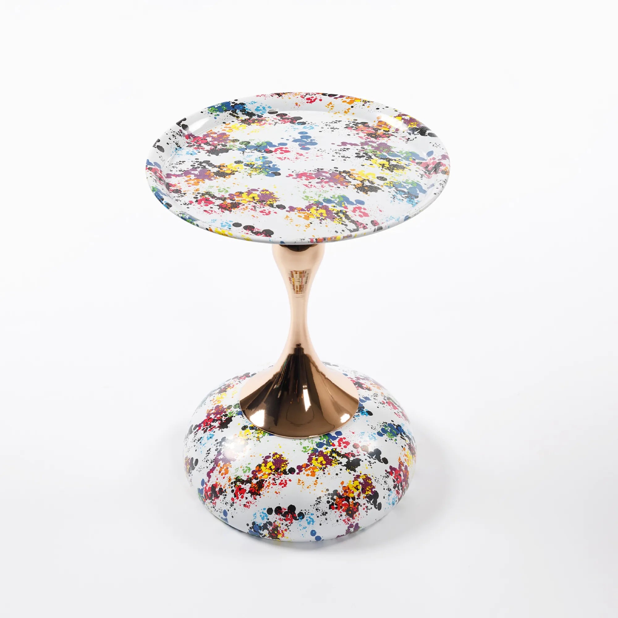Mermaid Tail Round Metal End Table With Color Pattern